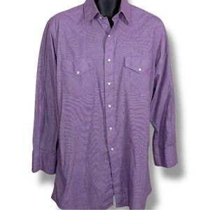 Vintage Medium Mens Corral West Purple Western Shirt Snap Buttons Lightweight